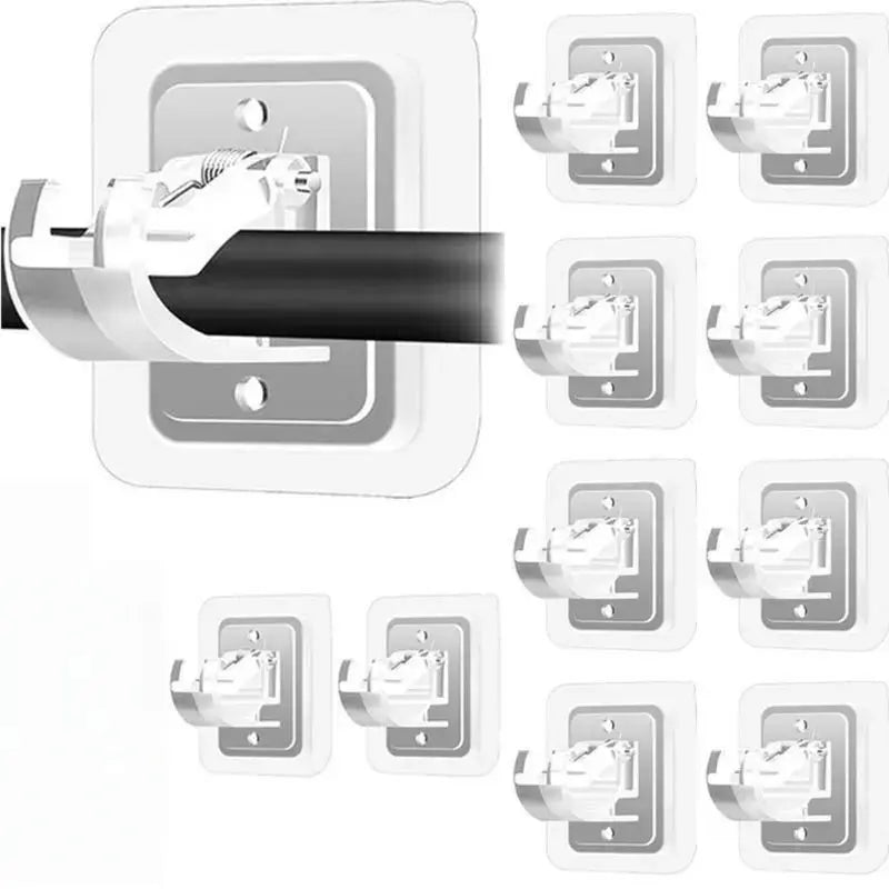 8PCS No-Drill Self-Adhesive Curtain Rod Brackets – Heavy Duty Wall Hooks for Curtain Rods, Damage-Free Installation