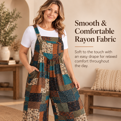 👗 Paisley Print One-Piece – Plus Size Strapless Jumpsuit, Boho Overalls with Pockets