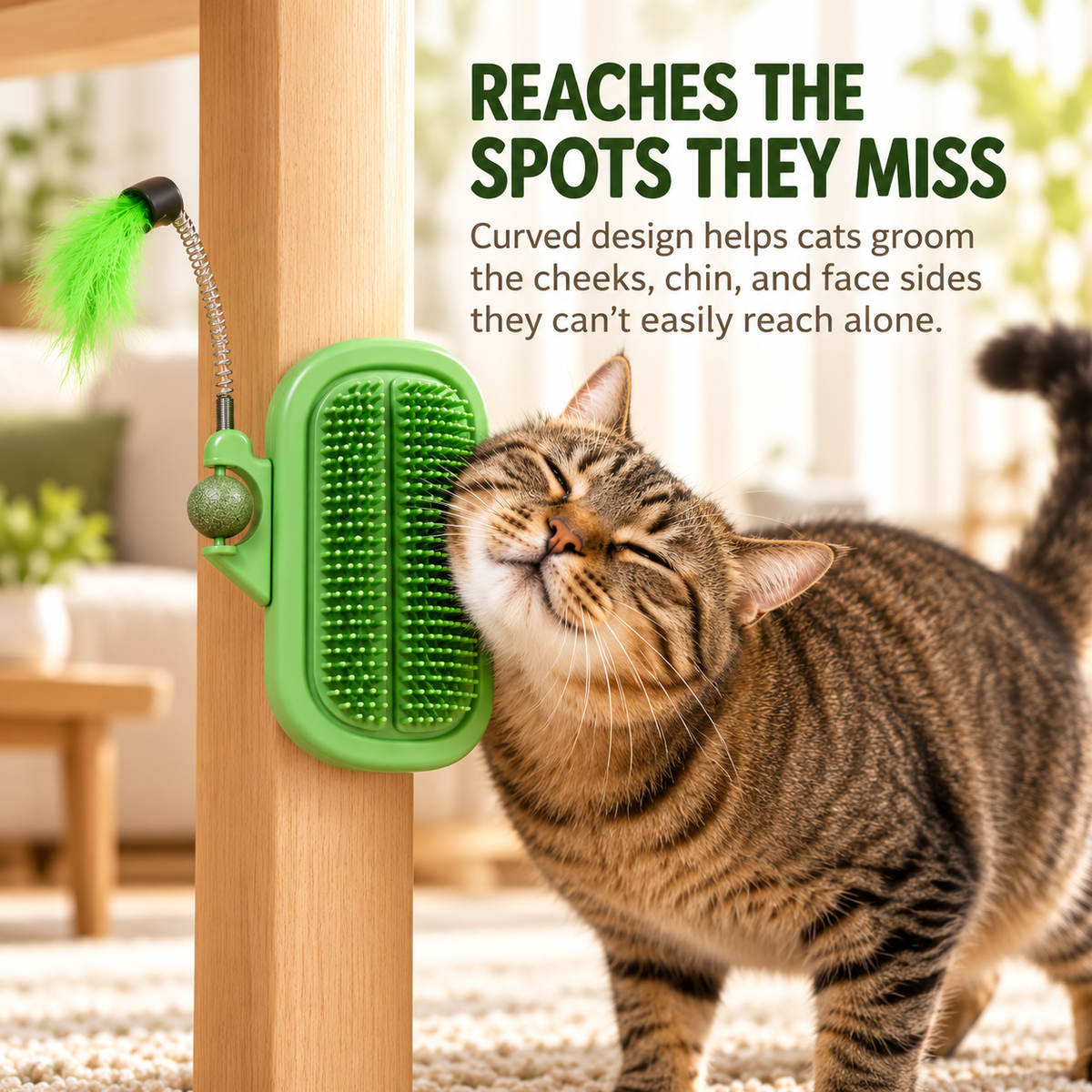 🐾 Self-Grooming Cat Corner – Soft Plastic Itch Relief, Hair Removal & Play Zone with Catnip Ball