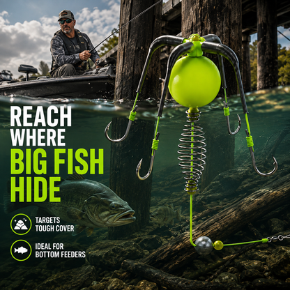 Carp & Catfish Bait Cage Rig – Anti-Snag Off-Bottom Design with Floating Hooks & Stable Weight 🎯