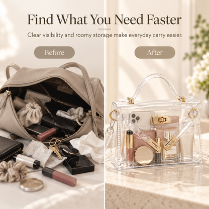 Clear Jelly Tote – Transparent Fashion Beach Bag, Large Capacity with Adjustable Strap & Secure Closure