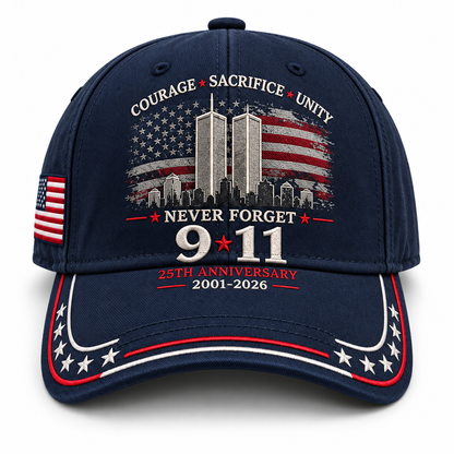 9/11 Never Forget 25th Anniversary Cap – Unisex Patriotic Memorial Hat🧢