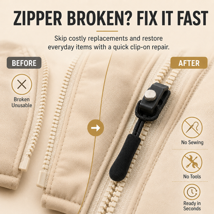 Zipper Fix Kit – 15-Piece Detachable Sliders, 3 Sizes for Clothes, Bags & Shoes, Tool-Free Replacement