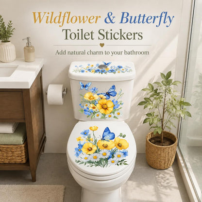 3-Piece Floral Bathroom Sticker Set – Peel & Stick PVC Decals, Waterproof Matte Finish, Instant Toilet & Wall Decor