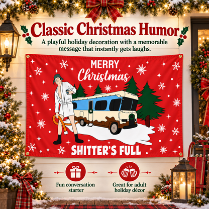 🎄 Festive Flick Quote Flag – Funny Christmas Banner, 3x5 Ft for Garage & Party