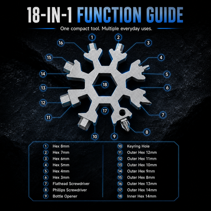 🔧 18-in-1 Snowflake Multi-Tool Wrench | Compact EDC Tool