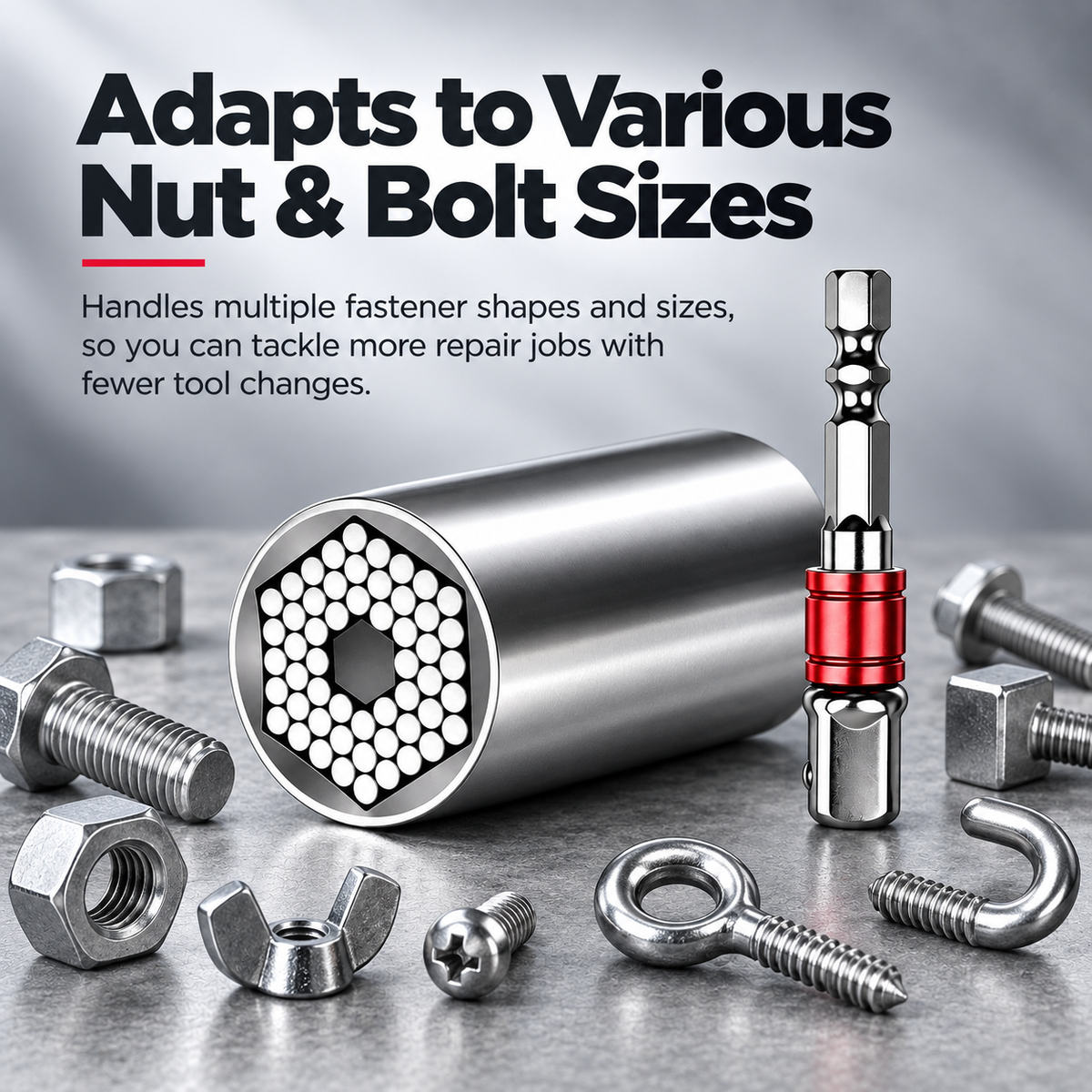 🔧 Drill-Ready Universal Socket – Adjustable Grip Tool for 7-19mm, Gift for Handyman
