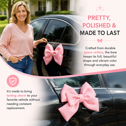 3D Fabric Car Bow – Weatherproof, Strong Adhesive, Feminine Car Decoration for Women Who Love Their Cars