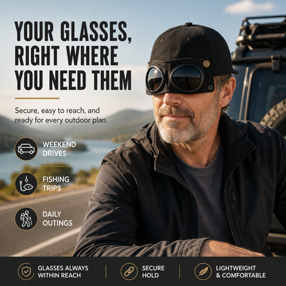 🕶️ Men's Outdoor Comfort Cap | Curved Visor Hat with Convenient Glasses Slot for Everyday Adventures 🌿