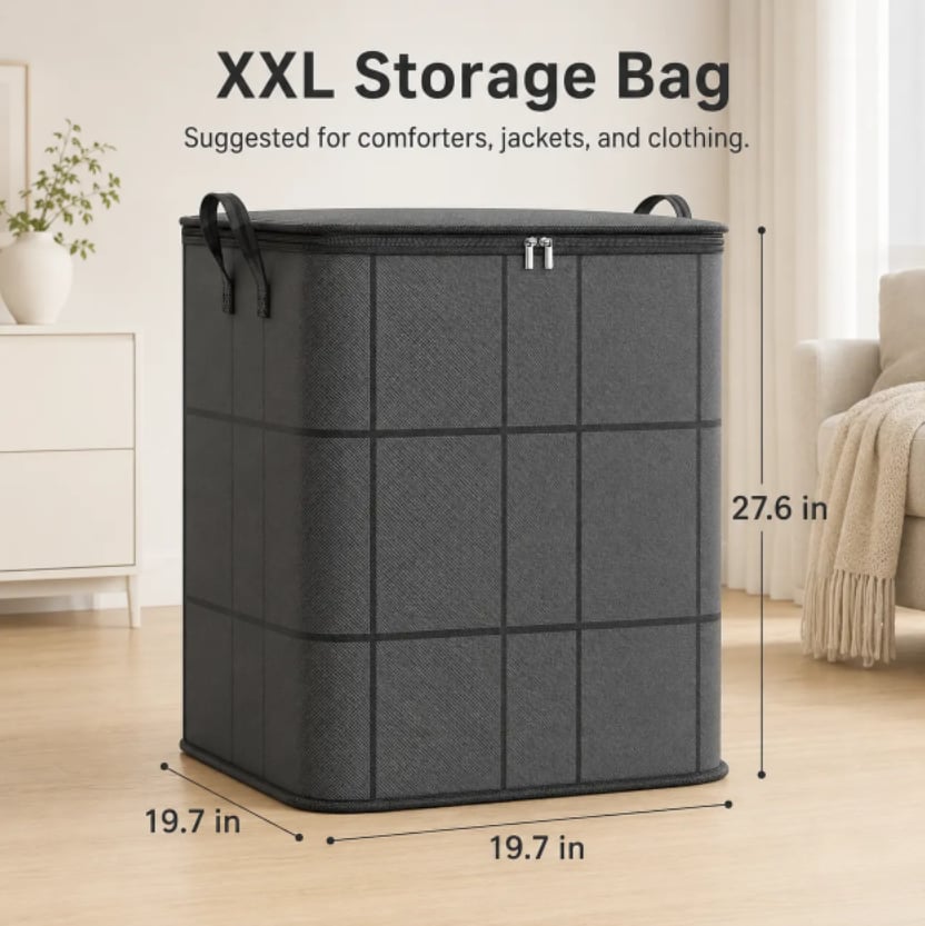 180L Extra Large Storage Bag – Zipper Organizer for Bedding, Quilts & Moving