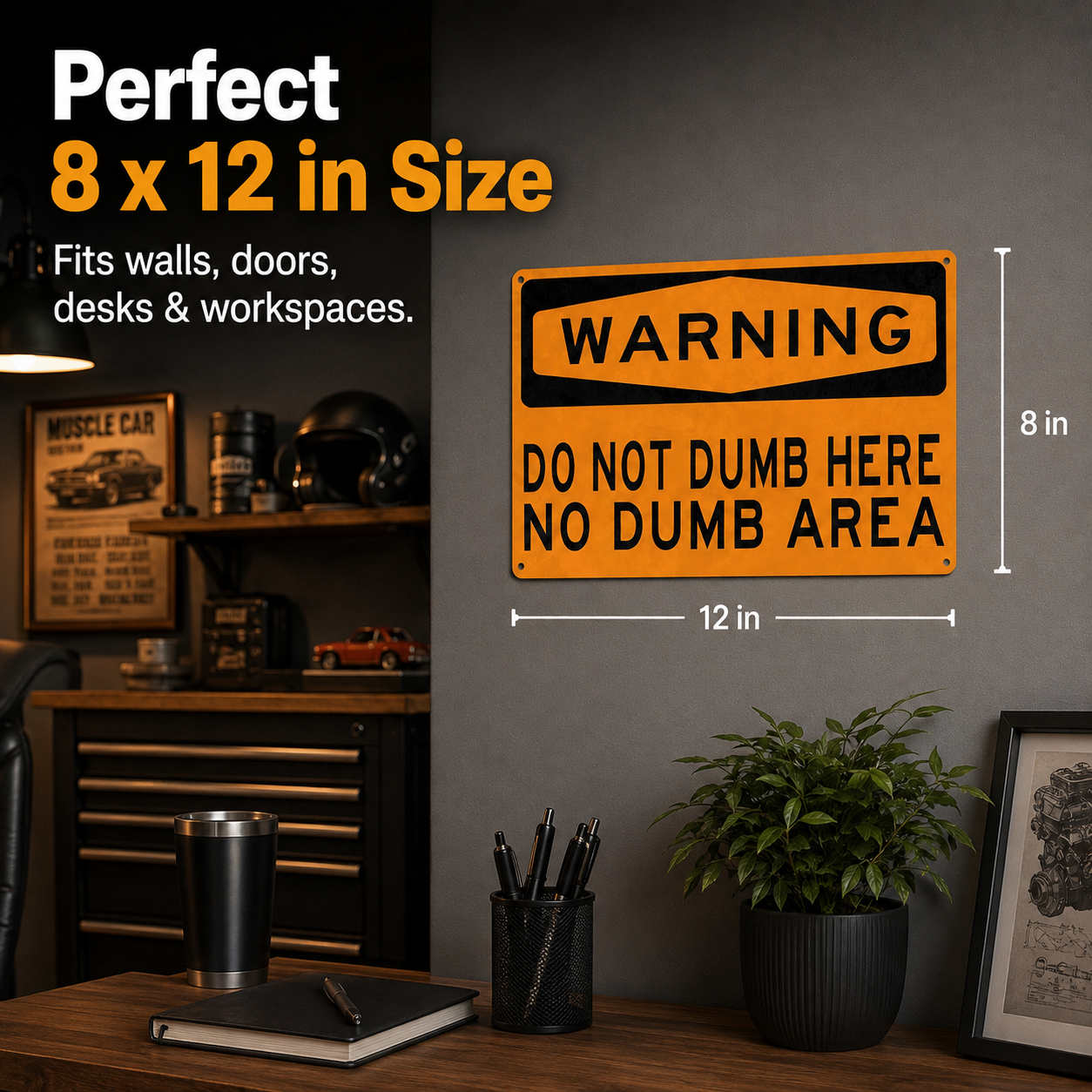 🚫 Warning Sign for Office & Garage – 8x12 Inch Humorous Metal Plaque, Perfect for Coworker Gag Gift