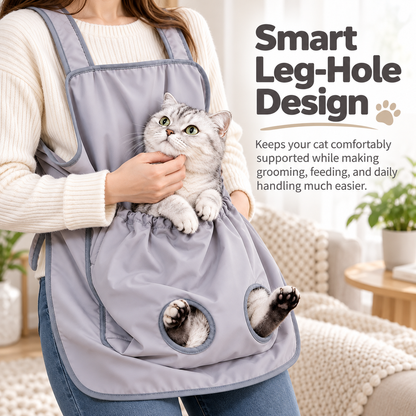 ✂️ Adjustable Pet Cuddling Apron – Anti-Scratch, Hair-Resistant, Leg Holes for Grooming, Feeding & Nail Trimming