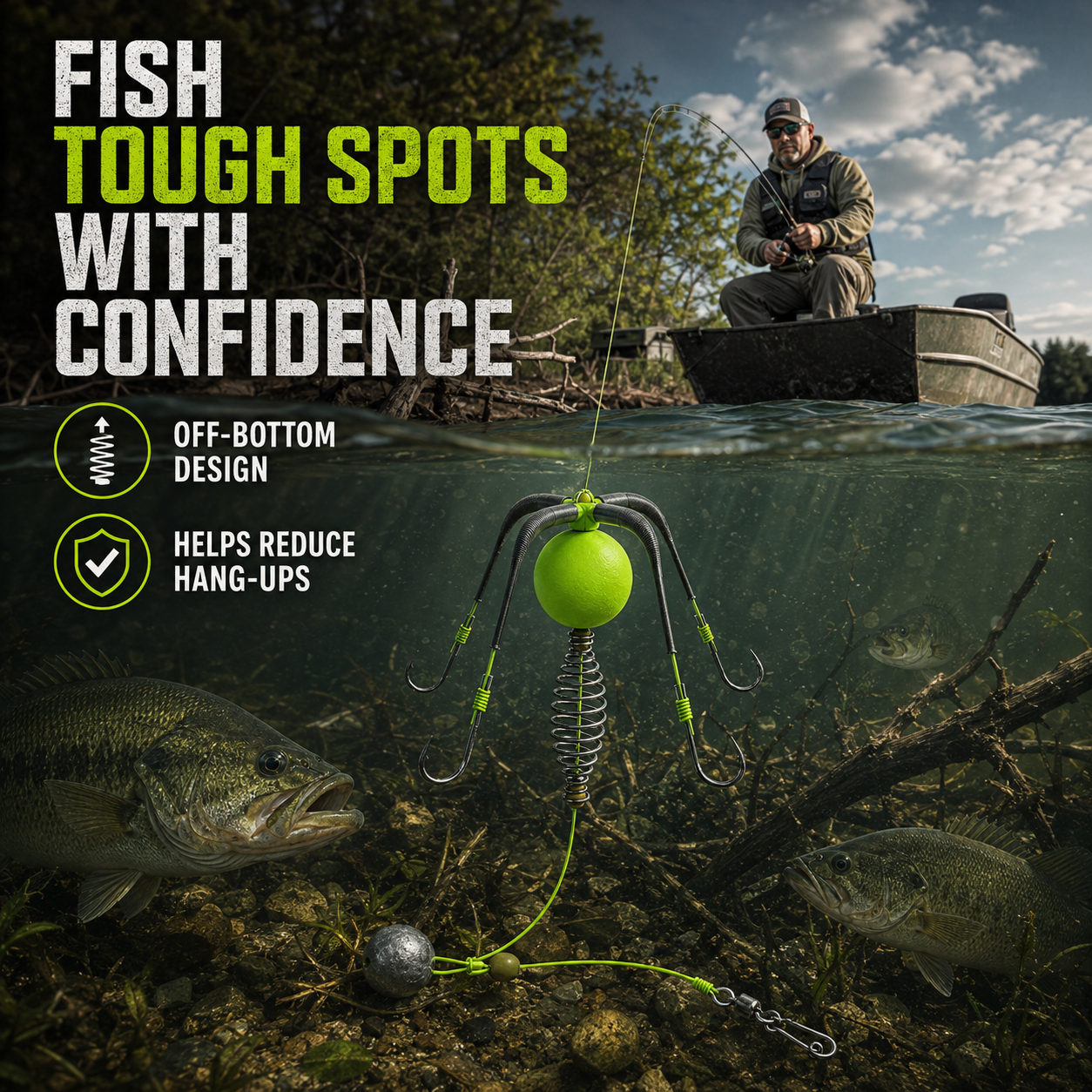 Carp & Catfish Bait Cage Rig – Anti-Snag Off-Bottom Design with Floating Hooks & Stable Weight 🎯