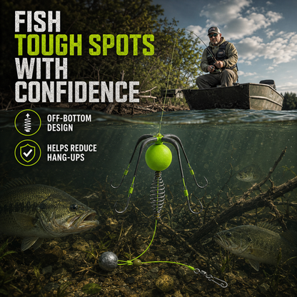 Carp & Catfish Bait Cage Rig – Anti-Snag Off-Bottom Design with Floating Hooks & Stable Weight 🎯
