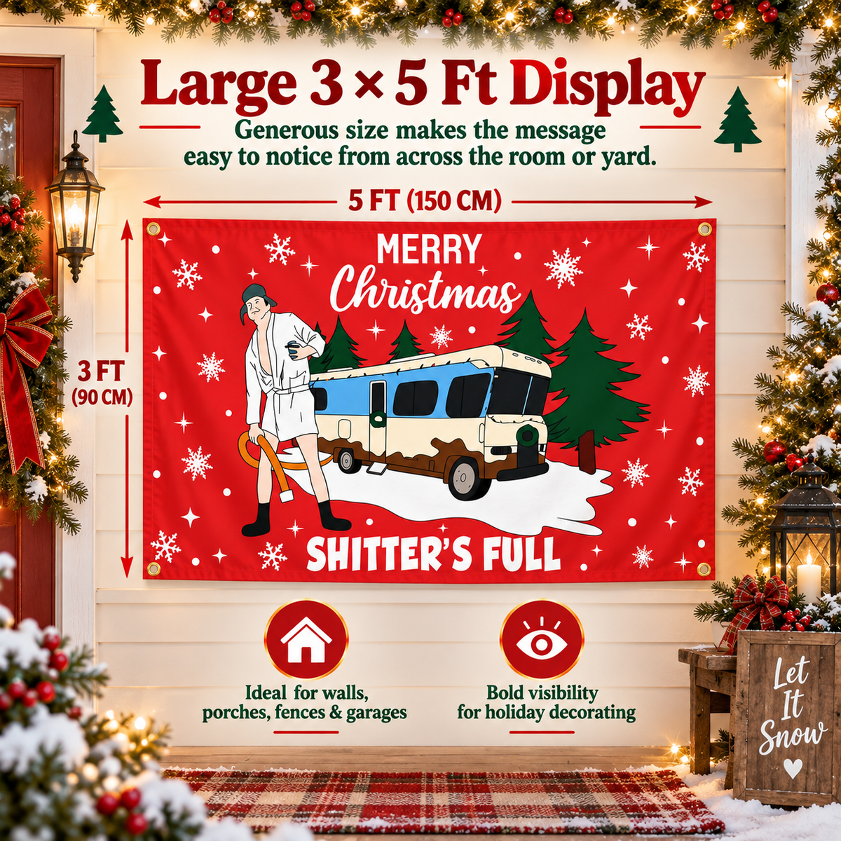 🎄 Festive Flick Quote Flag – Funny Christmas Banner, 3x5 Ft for Garage & Party