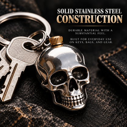 🔑 Heavy-Duty Stainless Steel Skull Keychain – Gothic Punk EDC Accessory, Durable Gift for Bikers-3 Pack