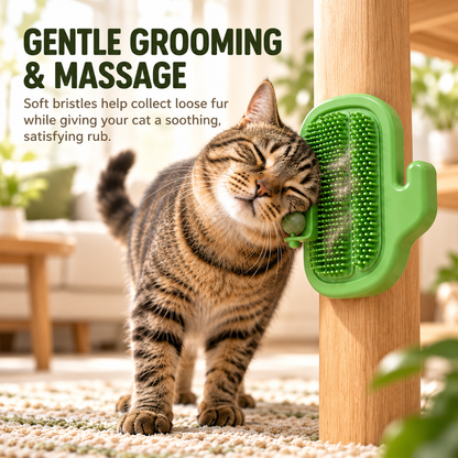 🐾 Self-Grooming Cat Corner – Soft Plastic Itch Relief, Hair Removal & Play Zone with Catnip Ball