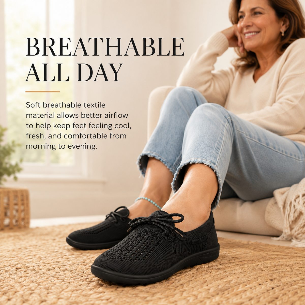 Women's Breathable Flat Shoes – Lightweight Slip-On for Walking, Work, and Everyday Comfort