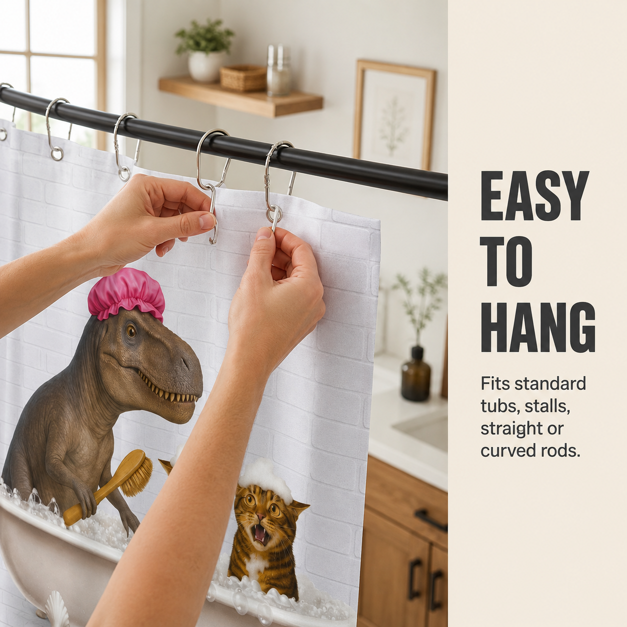 🐾 Fun Animal Print Shower Curtain – Playful Western Style Bathroom Decor, Multiple Styles Available for Home, RV & Dorm 🏕️🚐