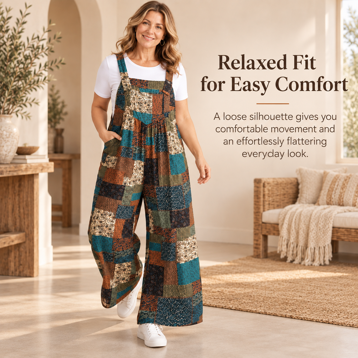 👗 Paisley Print One-Piece – Plus Size Strapless Jumpsuit, Boho Overalls with Pockets