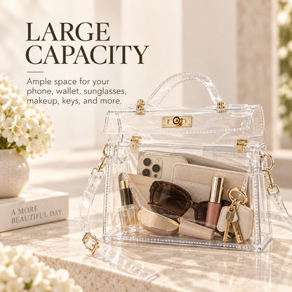 Clear Jelly Tote – Transparent Fashion Beach Bag, Large Capacity with Adjustable Strap & Secure Closure