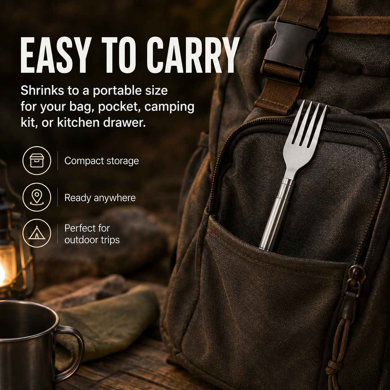 Extendable Long-Handle Fork for BBQ and Outdoor Cooking