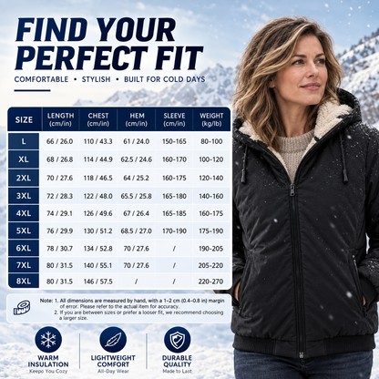 Women's Wool-Lined Hooded Winter Jacket – Cozy Plush Lining, Zip Pockets, Relaxed Fit for Cold Weather
