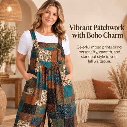 👗 Paisley Print One-Piece – Plus Size Strapless Jumpsuit, Boho Overalls with Pockets