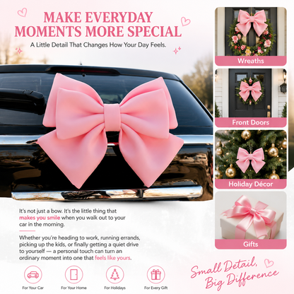 3D Fabric Car Bow – Weatherproof, Strong Adhesive, Feminine Car Decoration for Women Who Love Their Cars