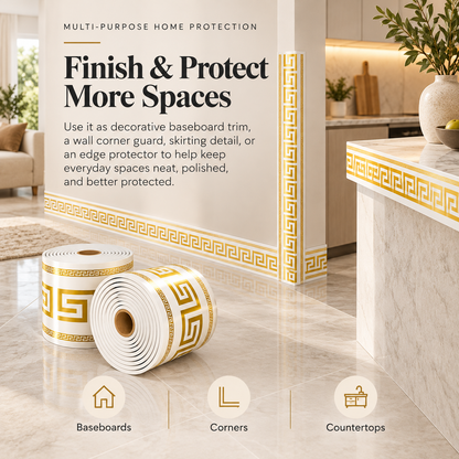 🛠️ No-Tool Vinyl Baseboard Roll – Self-Adhesive Skirting Trim, Removable & Reusable, European Corner Guard for DIY Home Decor