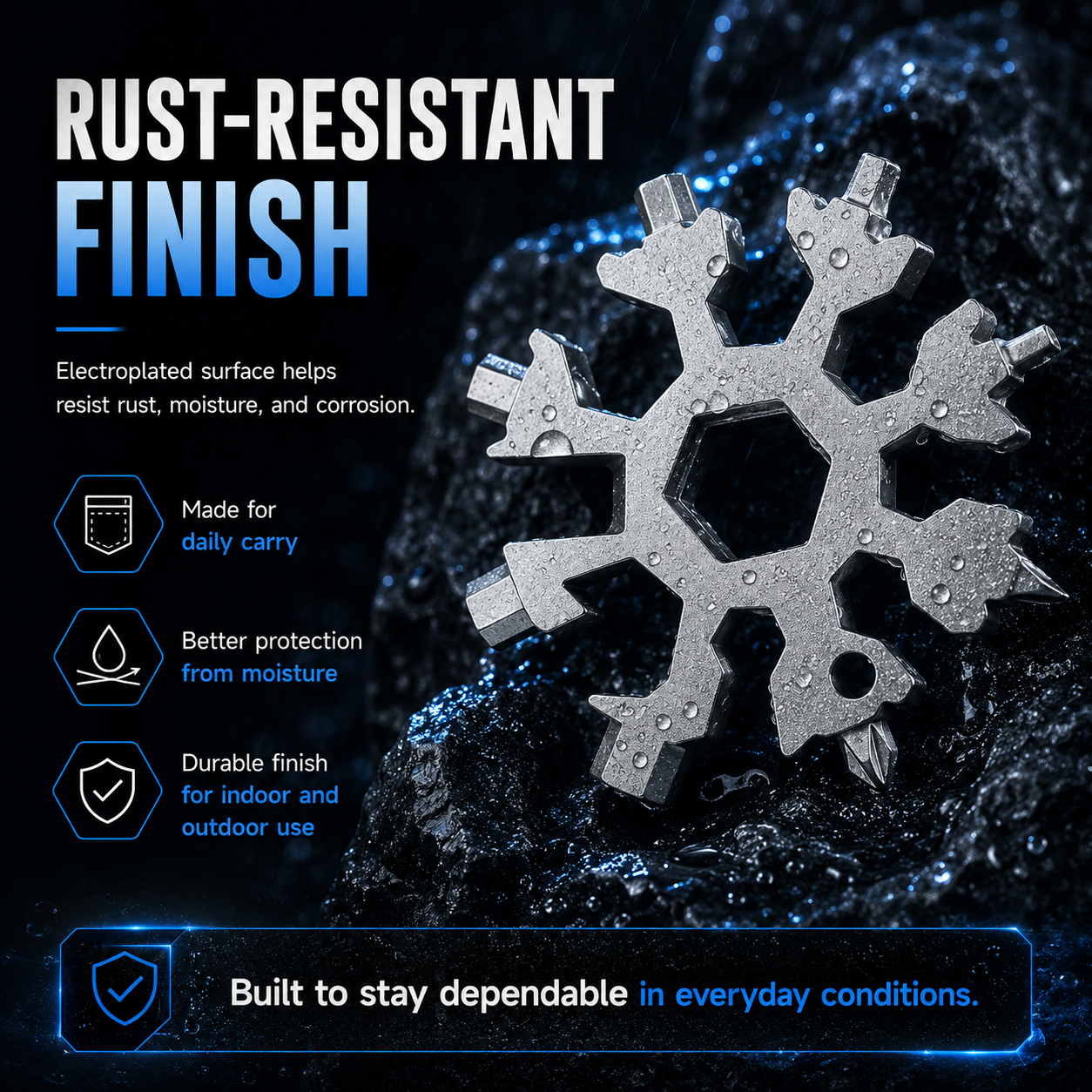🔧 18-in-1 Snowflake Multi-Tool Wrench | Compact EDC Tool