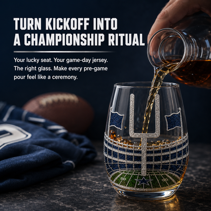 Football Drinking Glass – Game Day Statement Drinkware for Watch Parties & Victory Toasts