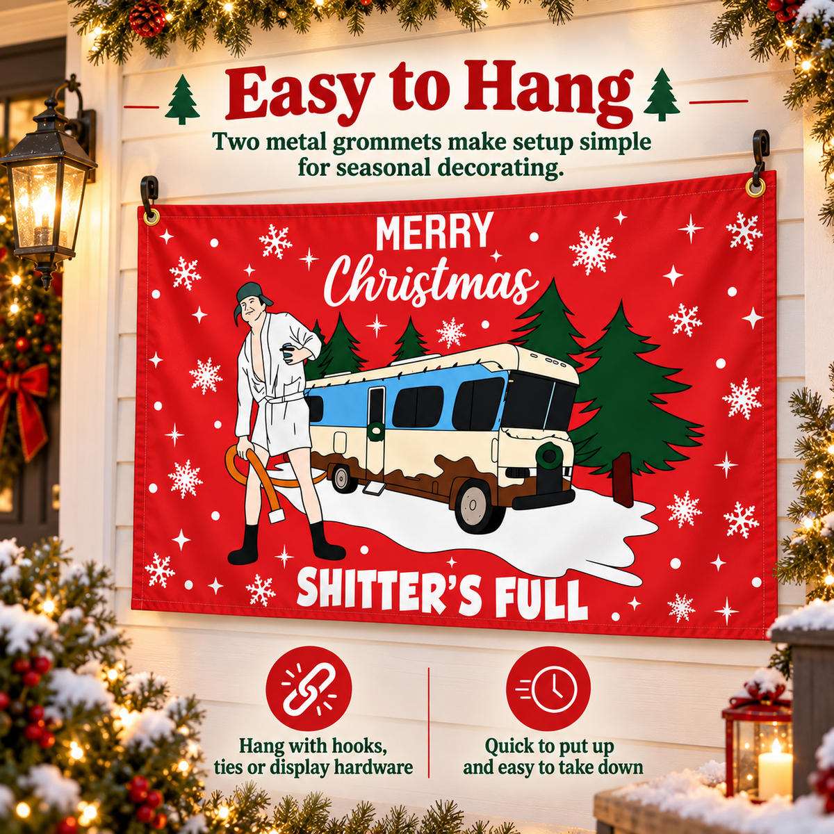 🎄 Festive Flick Quote Flag – Funny Christmas Banner, 3x5 Ft for Garage & Party