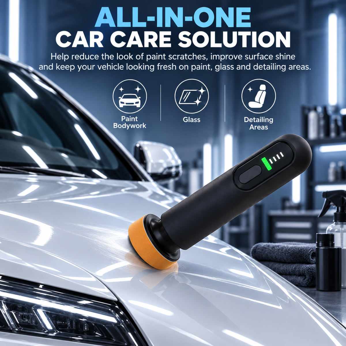 🚗 Battery-Powered Auto Buffer – 12K RPM 3-in-1 Polisher, Waxer & Scratch Remover