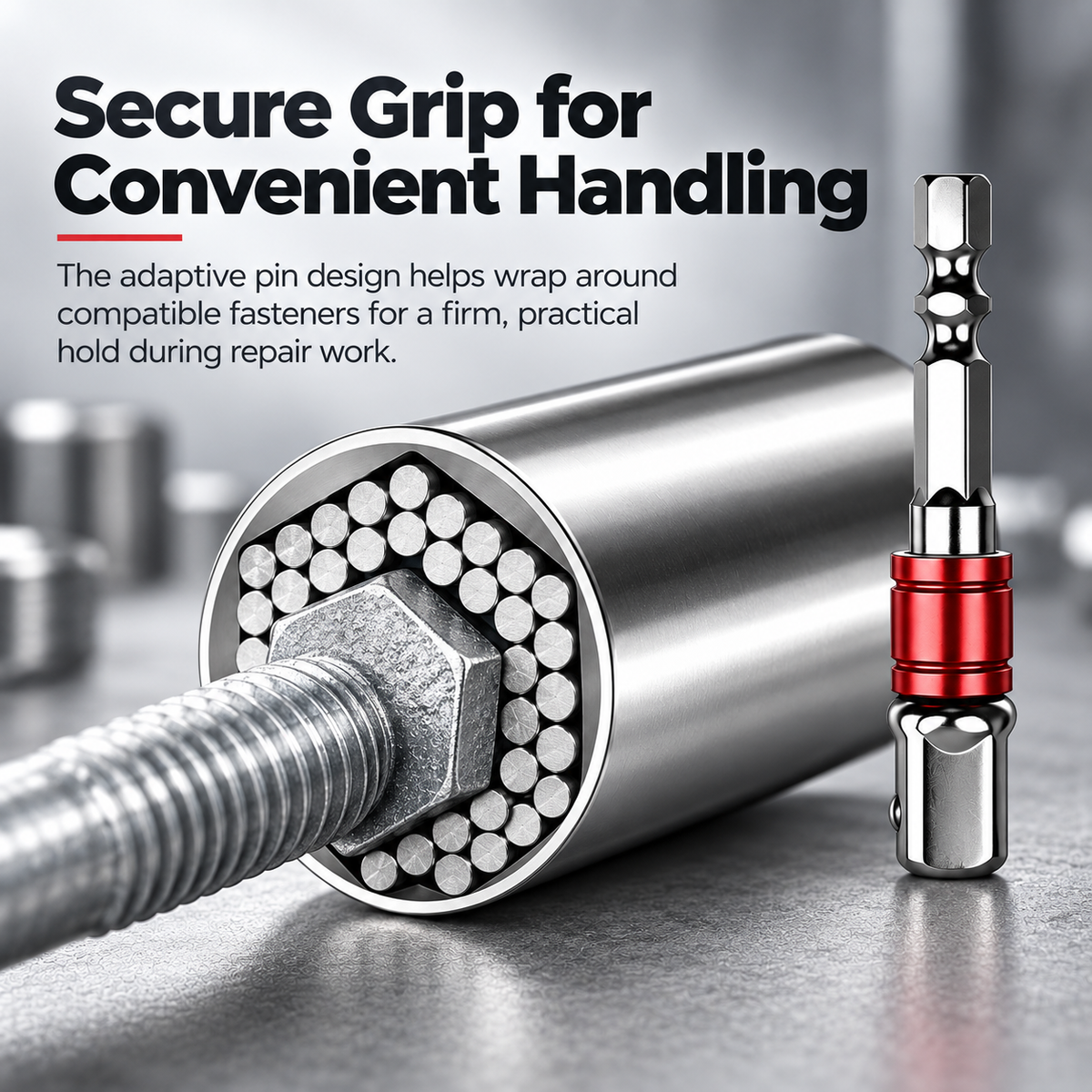 🔧 Drill-Ready Universal Socket – Adjustable Grip Tool for 7-19mm, Gift for Handyman