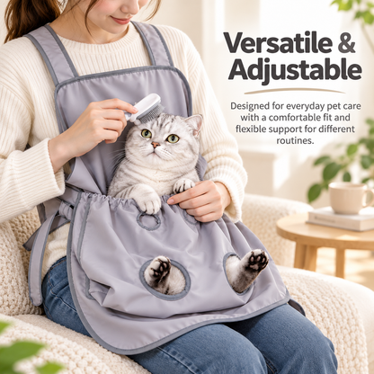 ✂️ Adjustable Pet Cuddling Apron – Anti-Scratch, Hair-Resistant, Leg Holes for Grooming, Feeding & Nail Trimming