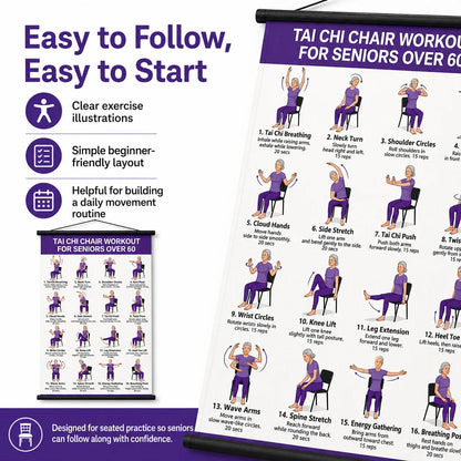 🔥LAST DAY 49% OFF🧘‍♀️☯Tai Chi Chair Workout Chart for Seniors (16 x 24 inches)