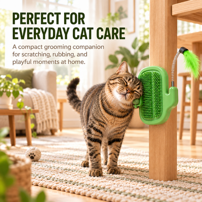 🐾 Self-Grooming Cat Corner – Soft Plastic Itch Relief, Hair Removal & Play Zone with Catnip Ball