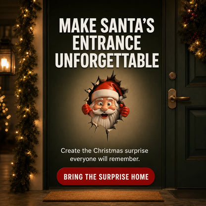 3D Santa Claus Wall Sticker – Peel & Stick Christmas Decal, No Damage, Reusable
