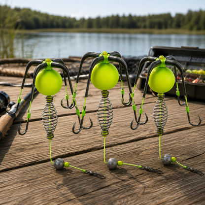 Carp & Catfish Bait Cage Rig – Anti-Snag Off-Bottom Design with Floating Hooks & Stable Weight 🎯