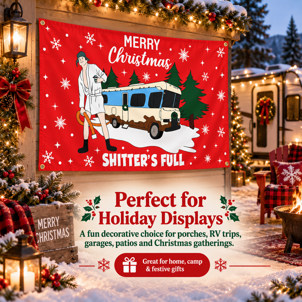 🎄 Festive Flick Quote Flag – Funny Christmas Banner, 3x5 Ft for Garage & Party