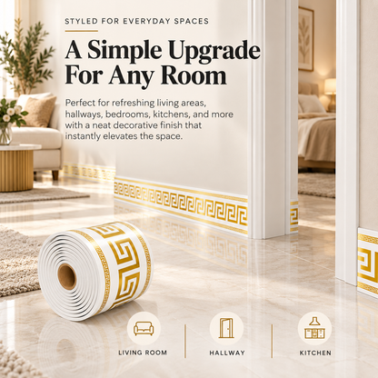 🛠️ No-Tool Vinyl Baseboard Roll – Self-Adhesive Skirting Trim, Removable & Reusable, European Corner Guard for DIY Home Decor