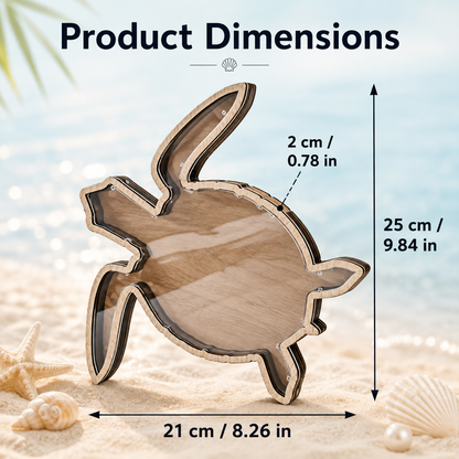 Turtle-Shaped Wooden Display Box – Ocean Style Transparent Storage Decor for Jewelry & Treasures 🐢🌊