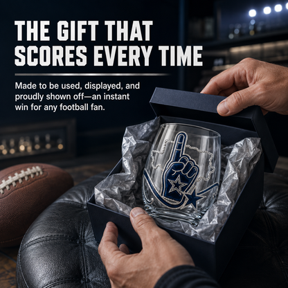 Football Drinking Glass – Game Day Statement Drinkware for Watch Parties & Victory Toasts