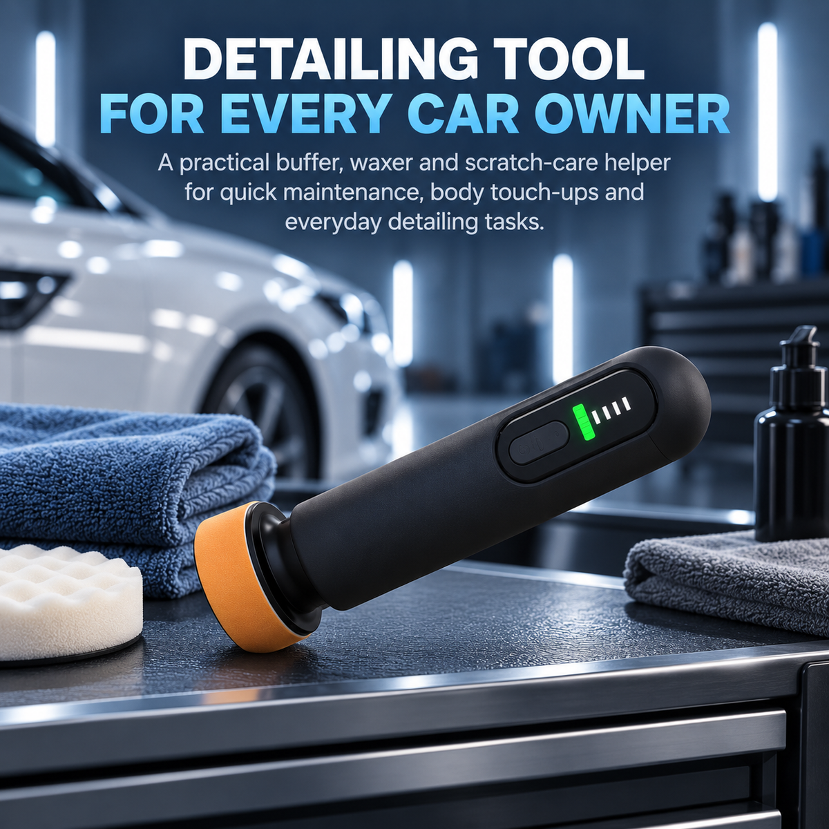 🚗 Battery-Powered Auto Buffer – 12K RPM 3-in-1 Polisher, Waxer & Scratch Remover