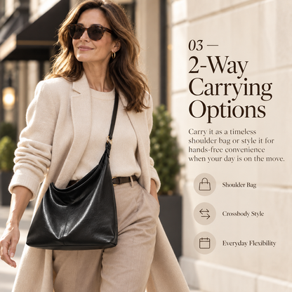 Women's PU Leather Shoulder Bag – Large-Capacity Crossbody Tote with Adjustable Strap, Zip Closure, Minimalist Everyday Style