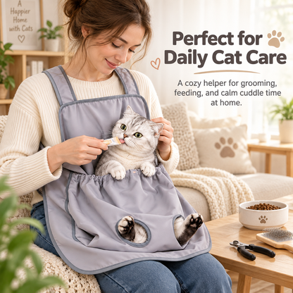✂️ Adjustable Pet Cuddling Apron – Anti-Scratch, Hair-Resistant, Leg Holes for Grooming, Feeding & Nail Trimming