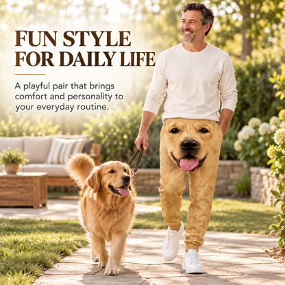3D Dog Print Joggers – Unisex Sweatpants with Elastic Waist & Deep Pockets, Pet Lover Gift