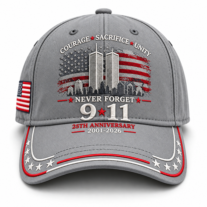 9/11 Never Forget 25th Anniversary Cap – Unisex Patriotic Memorial Hat🧢