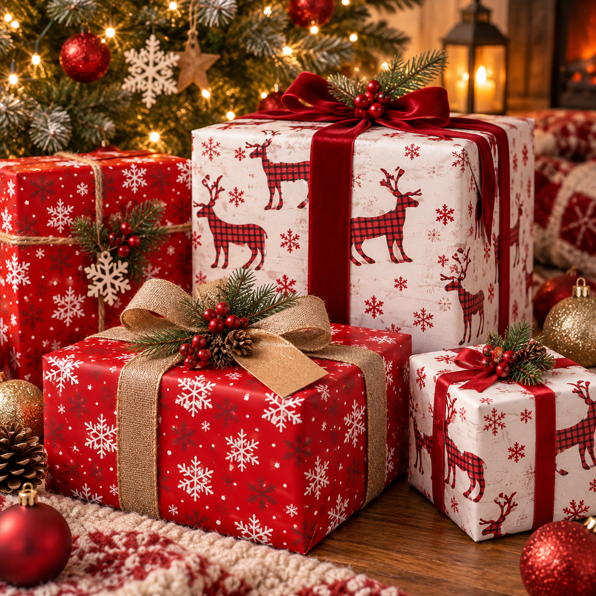 🎄Vintage Christmas gift wrapping Kraft paper, 43cm x 5 m Recyclable Kraft